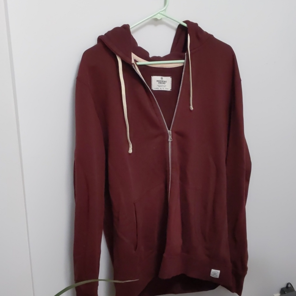 Reigning Champ Zipup Hoodie Maroon